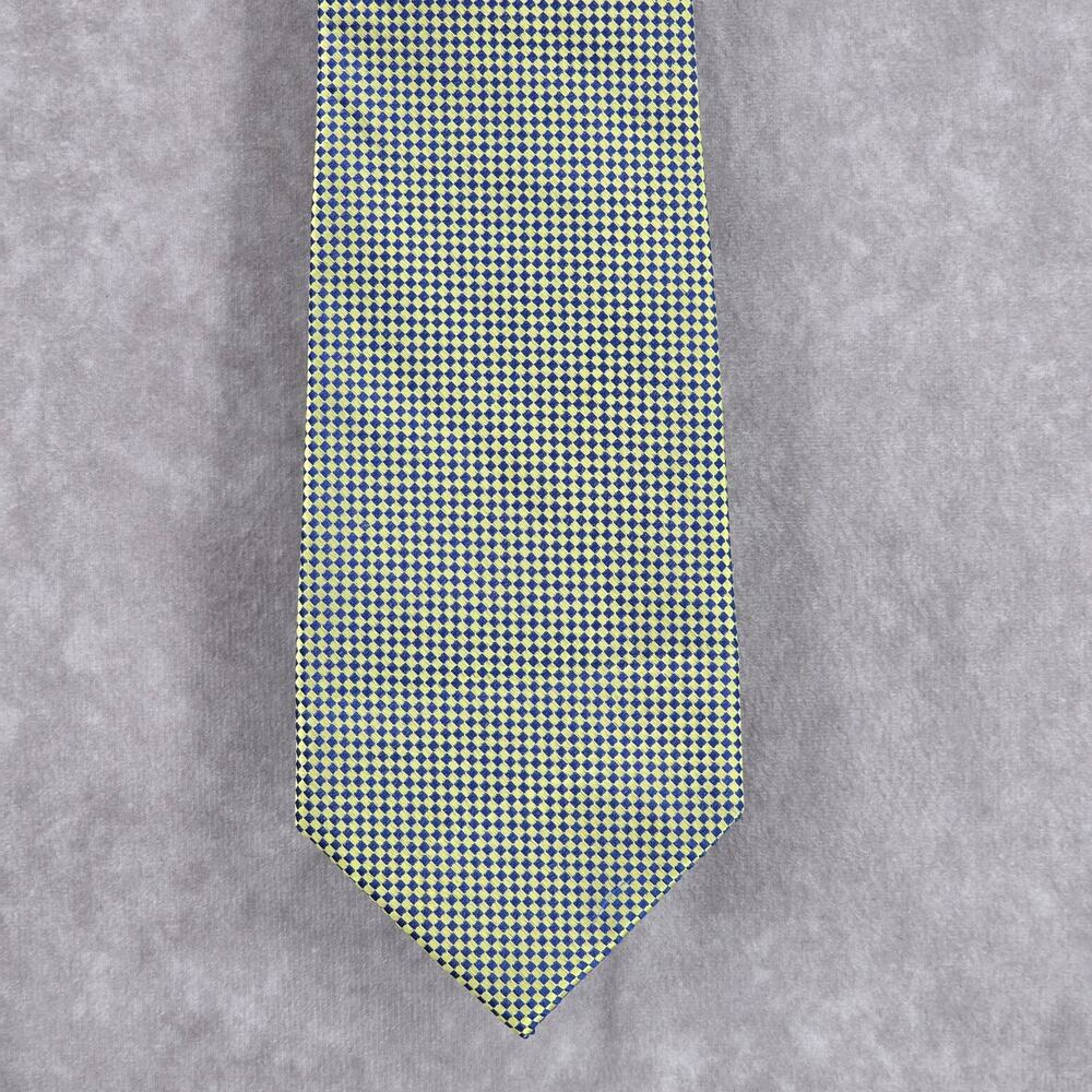 Tommy Hilfiger Yellow Gold Blue Executive Geometric Silk Men's Neck Tie